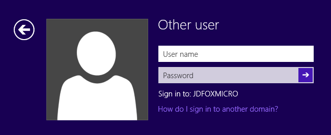 Windows 8 Other User prompt